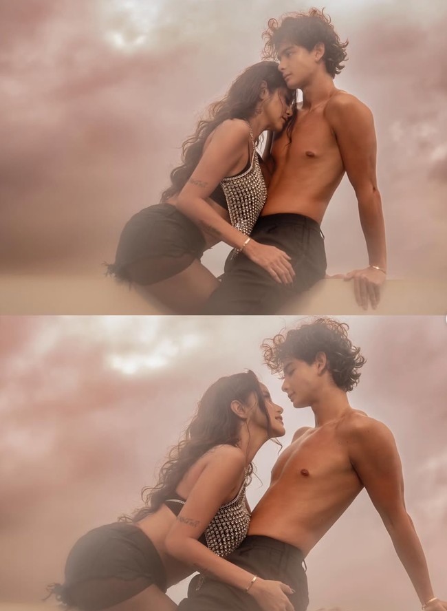 Olla mengenakan crop top tanpa lengan dengan detail payet atau studs berwarna silver yang berkilau. Potongan atasan yang terbuka memperlihatkan sisi glamor sekaligus edgy. Modelnya yang fitted membuat siluet tubuhnya terlihat tegas dan proporsional. Foto: Instagram/@riomotret