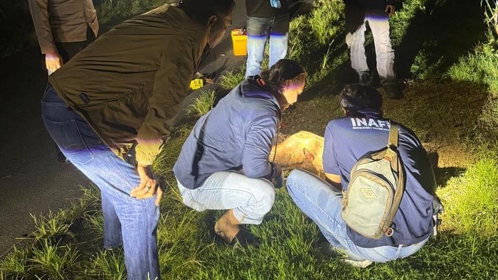 Polisi melakukan olah TKP penemuan jenazah pria penuh luka di Gurah, Kediri.