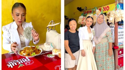 Yuni Shara Nongkrong di Warung Rujak Cingur, Netizen Salfok Outfitnya!
