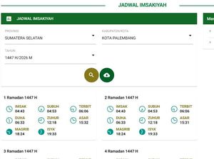 Jadwal Imsak di Palembang Ramadan 2026 Selama Sebulan Lengkap Link Unduh