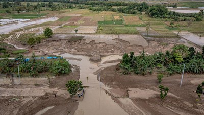 Penampakan Tanggul Sungai Tuntang Jebol, Jalur Semarang-Purwodadi Lumpuh