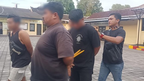 Polisi menangkap tiga pria terkait kasus peredaran sabu-sabu di Lombok, NTB. (Foto: Dok. Polresta Denpasar)