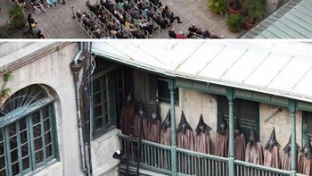 Sosok berjubah di latar belakang sebuah pernikahan. Terlihat sangat menyeramkan bagiku. Foto: Boredpanda