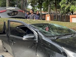 Video Mobil Ringsek Tertimpa Pohon Tumbang di Lokasi Pasar Murah Palembang