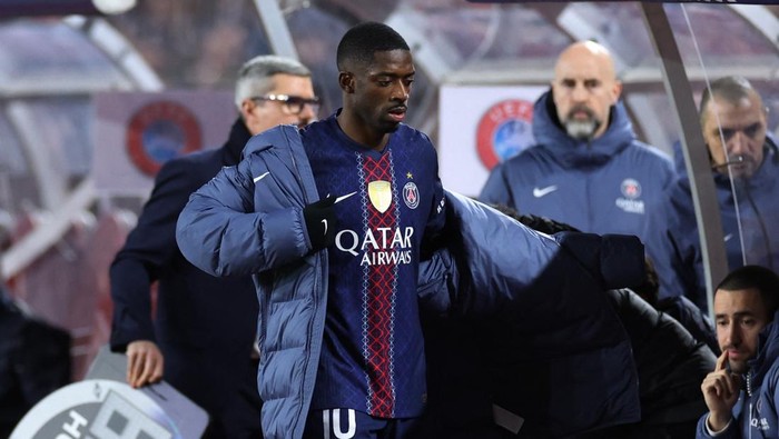 Soccer Football - UEFA Champions League - Play Off - First Leg - AS Monaco v Paris St Germain - Stade Louis II, Monaco - February 17, 2026 Paris St Germains Ousmane Dembele after being substituted REUTERS/Alexandre Dimou