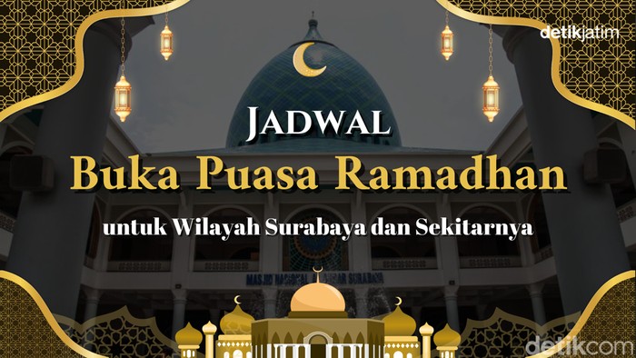 Jadwal buka puasa Ramadhan 1447 Hijriah untuk wilayah Surabaya dan sekitarnya.