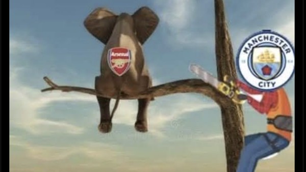Meme Kocak: Si Gajah Arsenal di Pucuk, Man City Gergaji Dahannya!
