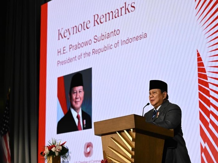 Prabowo di Gala Iftar Dinner Business Summit di U.S. Chamber of Commerce, Washington DC, Rabu (18/2/2026).