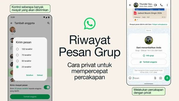 WhatsApp Rilis Riwayat Pesan, Gabung Grup Jadi Tak Bingung Lagi