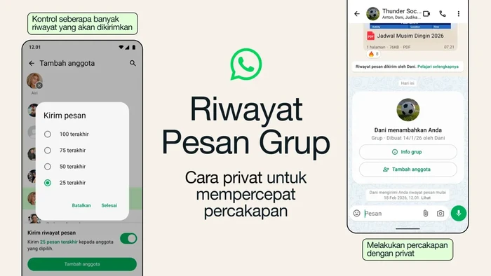 WhatsApp rilis fitur Riwayat Pesan Grup untuk semua pengguna