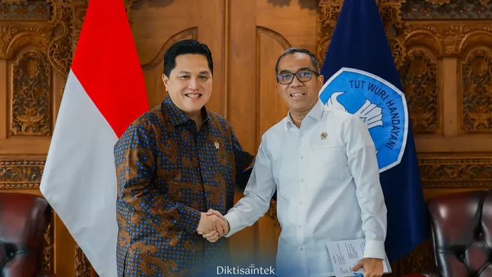Mendiktisaintek Brian Yuliarto dan Menpora Erick Thohir godok beasiswa untuk atlet berprestasi.