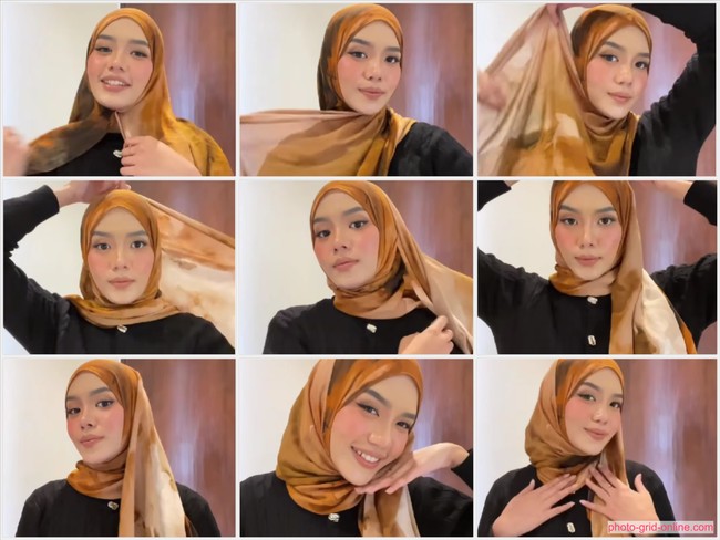 Tutorial hijab pashmina print.