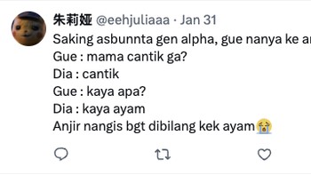 Cantik kayak ayam. Foto: X.com