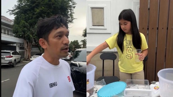 Gemas! Anak Ririn Ekawati dan Ibnu Jamil Jualan Es Takjil