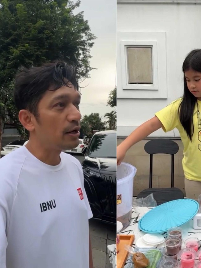 Gemas! Anak Ririn Ekawati dan Ibnu Jamil Jualan Es Takjil