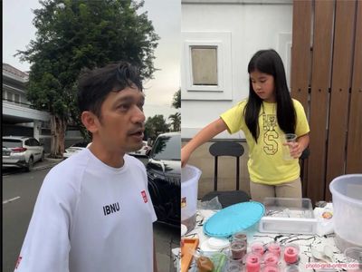 Gemas! Anak Ririn Ekawati dan Ibnu Jamil Jualan Es Takjil
