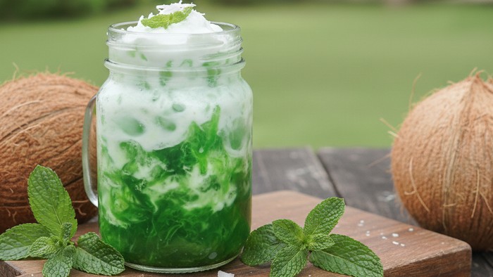 Ilustrasi es lumut jelly.