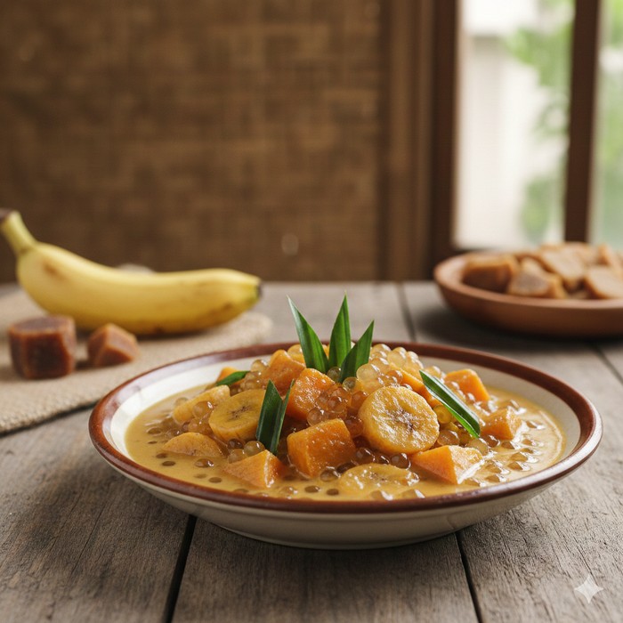 Ilustrasi kolak untuk takjil buka puasa Ramadhan.