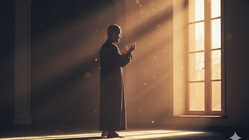 Ilustrasi membaca doa qunut subuh.