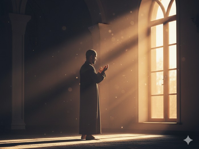 Ilustrasi membaca doa qunut subuh.