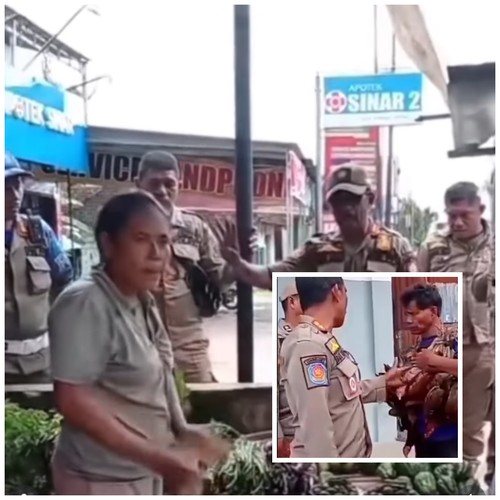 Tangkapan layar petugas Polisi PP merazia pedagang sayur dan ayam keliling di Sumba Barat Daya. (Istimewa)