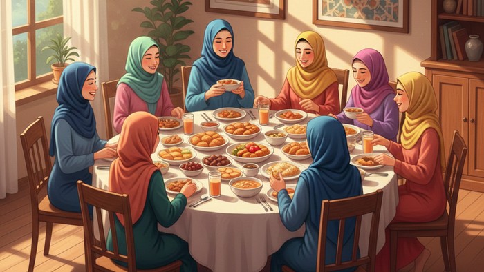 Ilustrasi buka puasa. (Gemini AI)