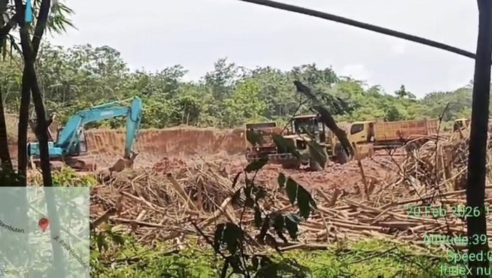 Lokasi diduga Galian C ilegal di Kabupaten Banyuasin yang dibongkar Polda Sumsel