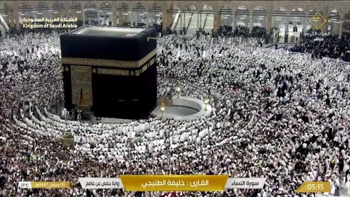 Suasana umrah hari ke-5 Ramadan 2026, Minggu (22/2/2026) sekitar pukul 05.00 waktu Arab Saudi.