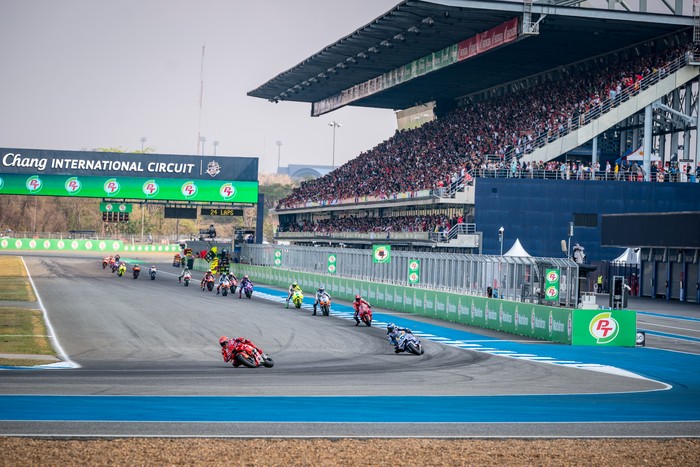 BURIRAM, THAILAND - MARCH 02: Marc Marquez of Spain and Ducati Lenovo Team leads the race during the Race of the MotoGP PT Grand Prix of Thailand at Chang International Circuit on March 02, 2025 in Buriram, Thailand. (Photo by Steve Wobser/Getty Imag