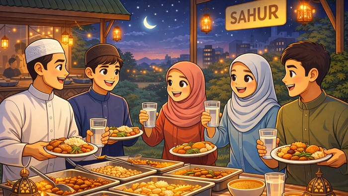 Ilustrasi sahur. (ChatGPT.com)