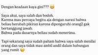 Lha katanya mau gpp dipoligami, komentar netizen. Dengan keadaan kayak gini? Saya akui, saya salah dan bodoh. Karena, mau percaya begitu saja dengan narasi bahwa beliau berubah pikiran karena, dipengaruhi orang-orang gak bertanggung jawab. Bahwa pada dasarnya, beliau sudah menerima. Tapi sekarang saya sudah paham, bahwa saya salah menilai orang dan saya tidak mau ambil ndil dalam hubungan yang rumit, jawab Inara Rusli. Foto: dok Instagram Inara Rusli