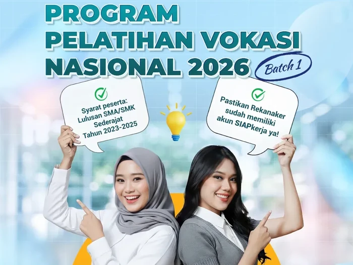 Pendaftaran Pelatihan Vokasi Nasional Batch 1 Dibuka, Khusus untuk ...