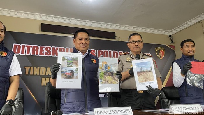 Dirreskrimsus Polda Jateng, Kombes Djoko Julianto dalam ungkap kasus tambang di Kantor Ditreskrimsus Polda Jateng, Kecamatan Banyumanik, Kota Semarang, Senin (23/2/2026).