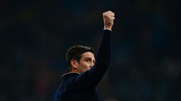 Soccer Football - Serie A - Inter Milan v Juventus - San Siro, Milan, Italy - February 14, 2026 Inter Milan coach Cristian Chivu celebrates after the match REUTERS/Daniele Mascolo