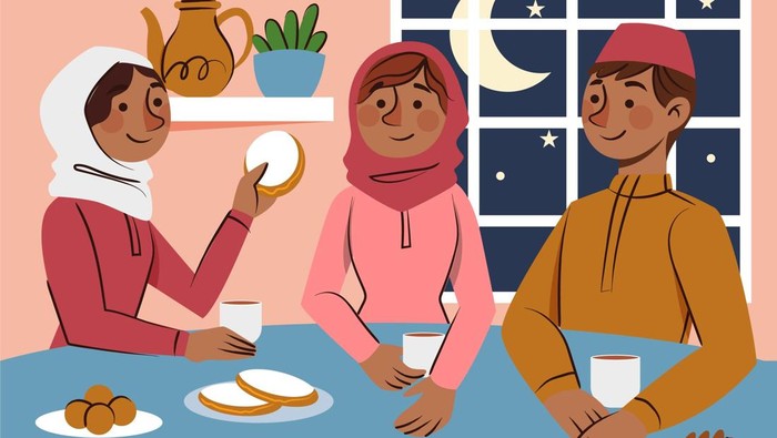 Ilustrasi berbuka puasa, buka puasa, dan bukber.