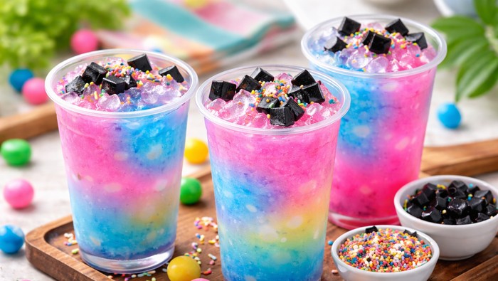 Ilustrasi es permen karet untuk takjil buka puasa.