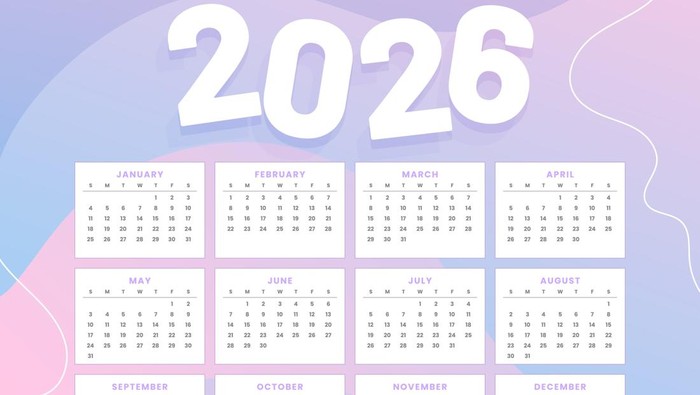 Ilustrasi tanggal merah dengan cuti bersama serta libur panjang sepanjang tahun 2026