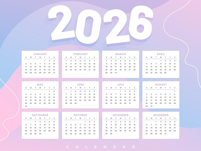 Ilustrasi kalender 2026.