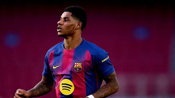 BARCELONA, SPAIN - FEBRUARY 07: Marcus Rashford of FC Barcelona looks on during the LaLiga EA Sports match between FC Barcelona and RCD Mallorca at Spotify Camp Nou on February 07, 2026 in Barcelona, Spain. (Photo by Pablo Rodriguez/Quality Sport Ima