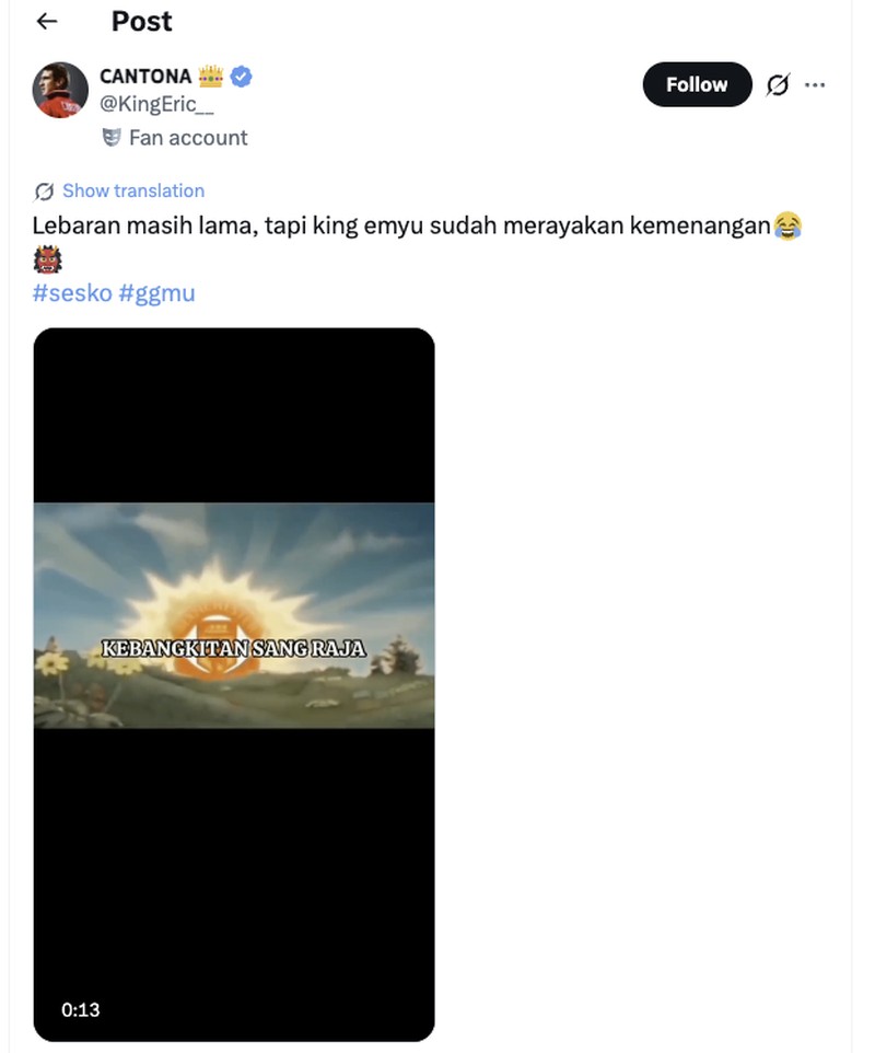 Meme Kemenangan King MU