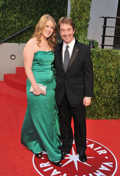 WEST HOLLYWOOD, CA - FEBRUARY 27:  Actor Martin Short (R) and guest arrive at the Vanity Fair Oscar party hosted by Graydon Carter held at Sunset Tower on February 27, 2011 in West Hollywood, California  (Photo by George Pimentel/WireImage)