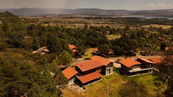 A drone view of the Tapalpa Country Club, in the area where federal forces conducted a military operation to capture cartel boss Nemesio Oseguera, 