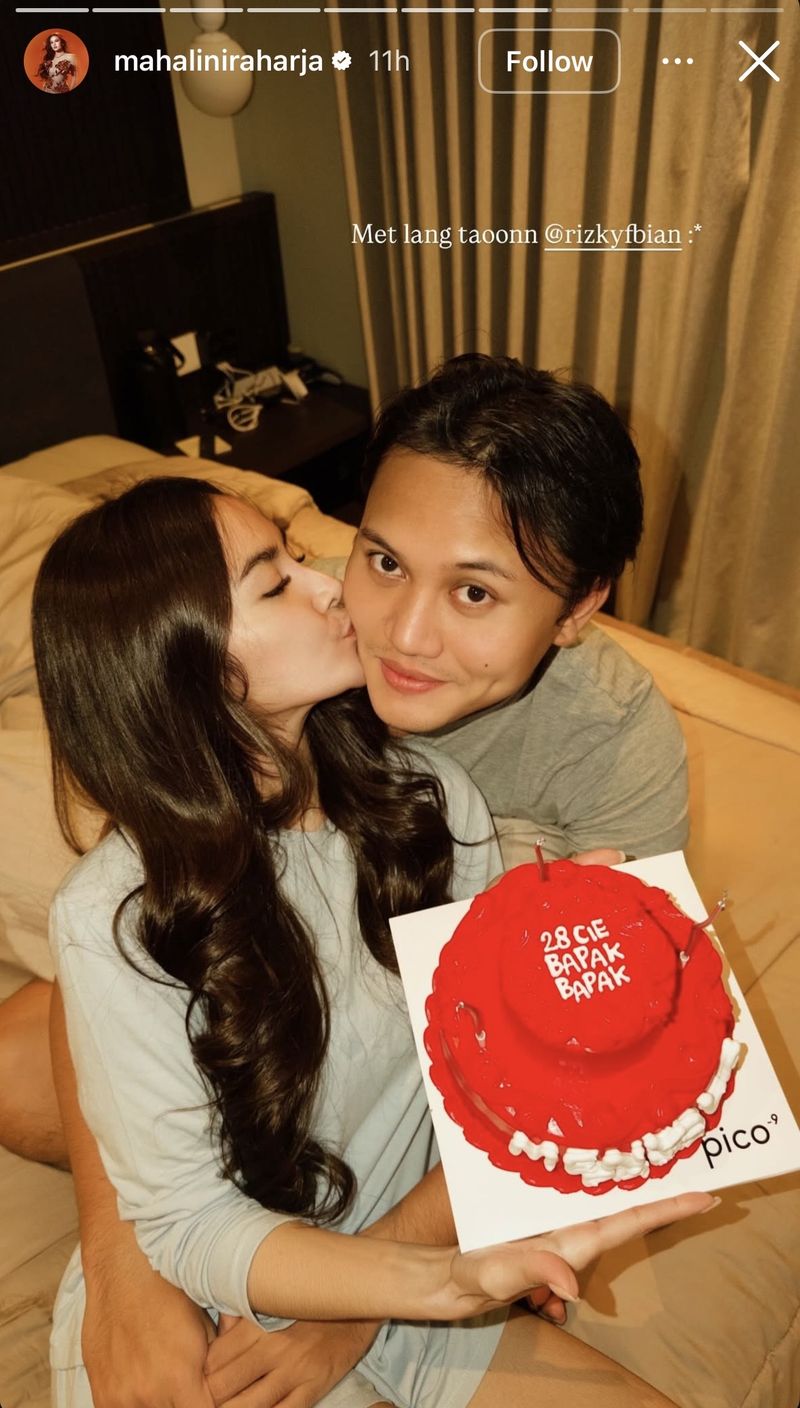 Mahalini Mahalini berikan kejutan ulang tahun untuk Rizky Febian