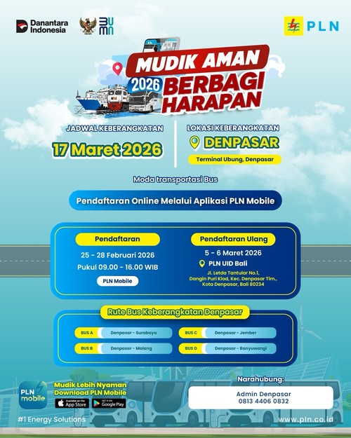 Mudik gratis PLN Lebaran 2026. (Tangkapan layar @plndistribusibali)