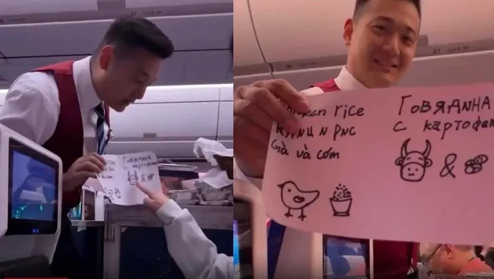Pramugara Ini Tawarkan Menu Pakai Gambar, Kreatif Banget!