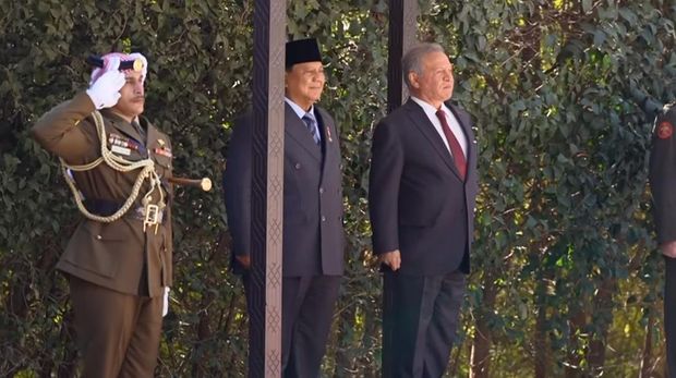 Presiden Prabowo Subianto menemui Raja Kerajaan Yordania Hasyimiah, Raja Abdullah II ibn Al Hussein, di Istana Basman di Amman, Yordania. (YouTube/Sekretariat Presiden)
