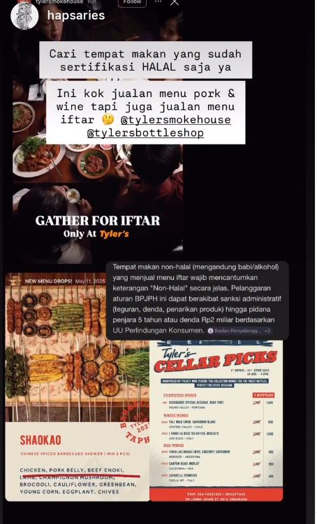 Restoran nonhalal jual menu buka puasa.