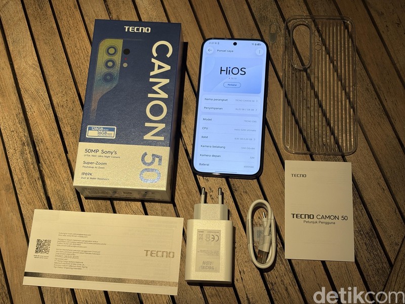 Tecno Camon 50 akhirnya resmi diperkenalkan ke pasar Indonesia. Begini wujudnya yang dibekali kamera Sony LYT-700C 50 MP dan baterai jumbo 6.500 mAh.