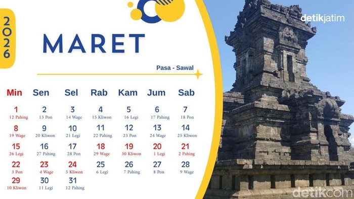 Kalender Jawa Maret 2026.