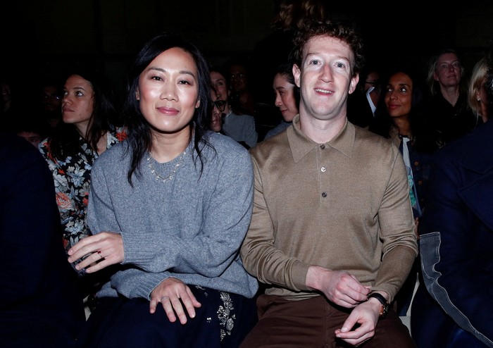 Meta Platforms CEO Mark Zuckerberg and his wife, Priscilla Chan, attend the Prada Fall/Winter 2026/2027 collection show during Fashion Week in Milan, Italy, February 26, 2026. REUTERS/Alessandro Garofalo